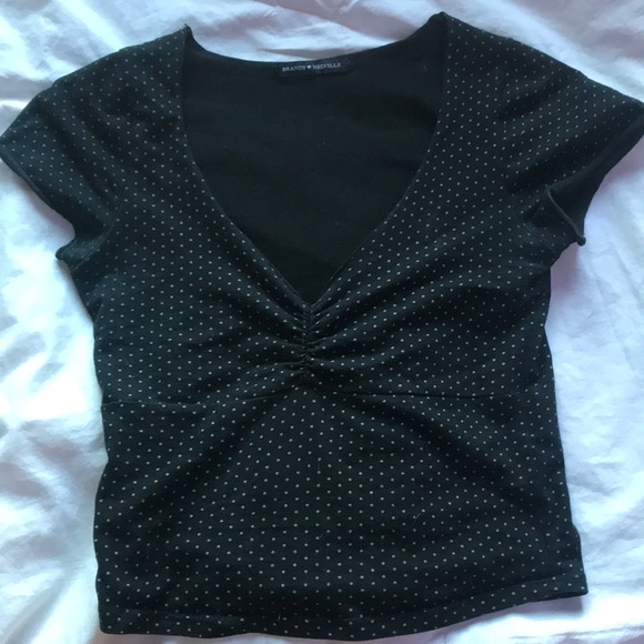 Brandy Melville Tops - black shirt with white polkadots